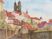 Meißen, Blick auf Burg und Stadt