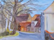 Dorfstraße Altrosenthal im Sonnenschein